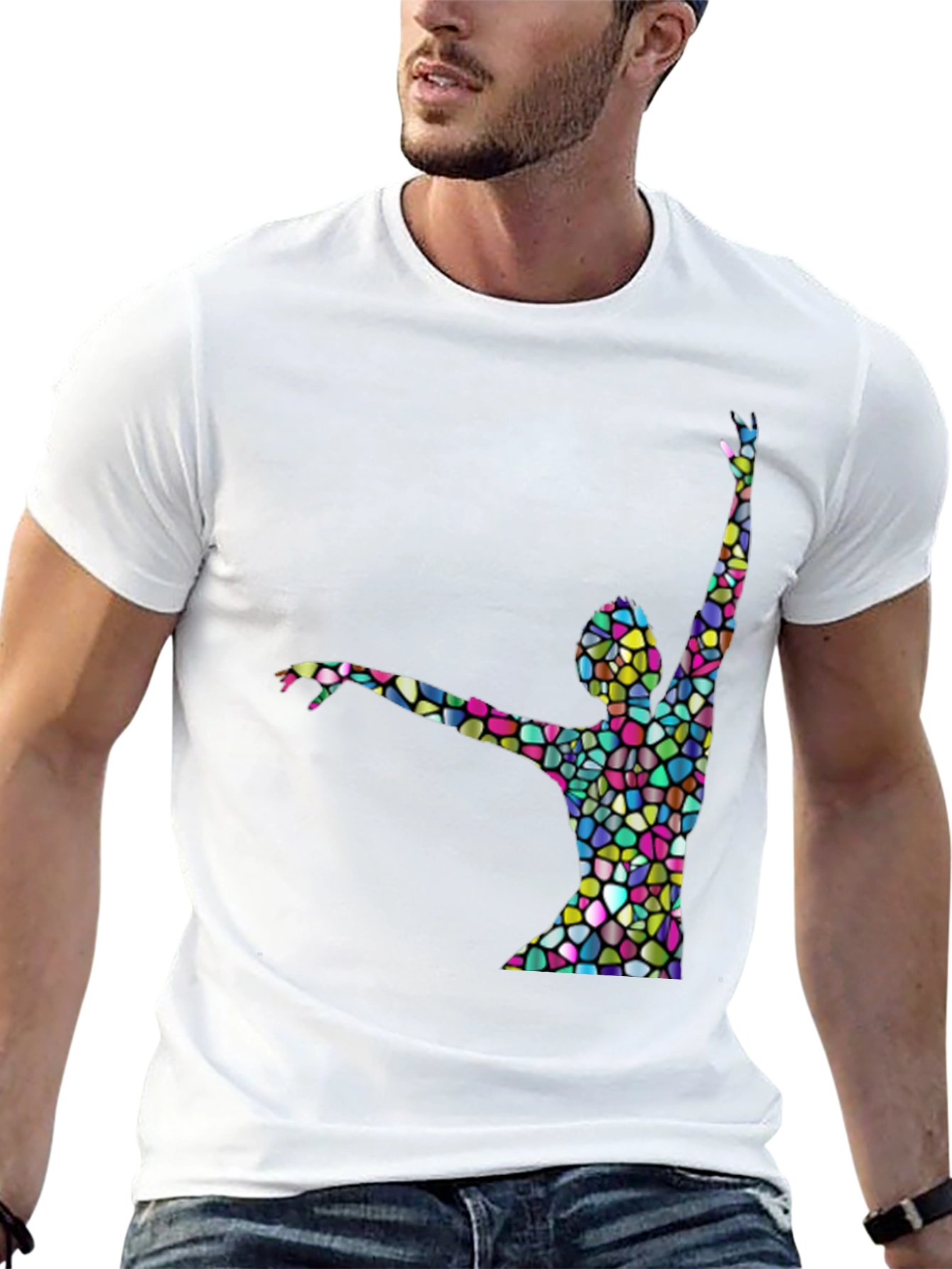 Stained Glass Dancer Graphic Black T-Shirt