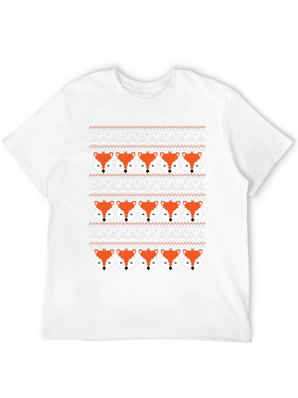 Pixel Fox Fair Isle Knit Pattern Graphic Tee
