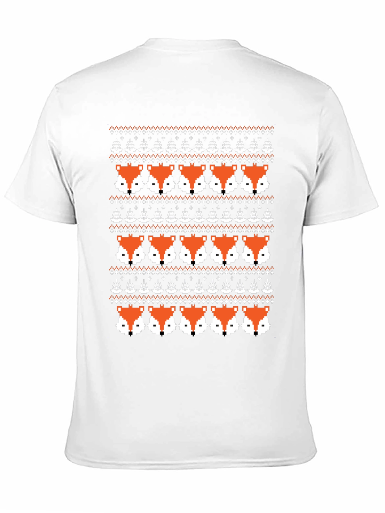 Pixel Fox Fair Isle Knit Pattern Graphic Tee