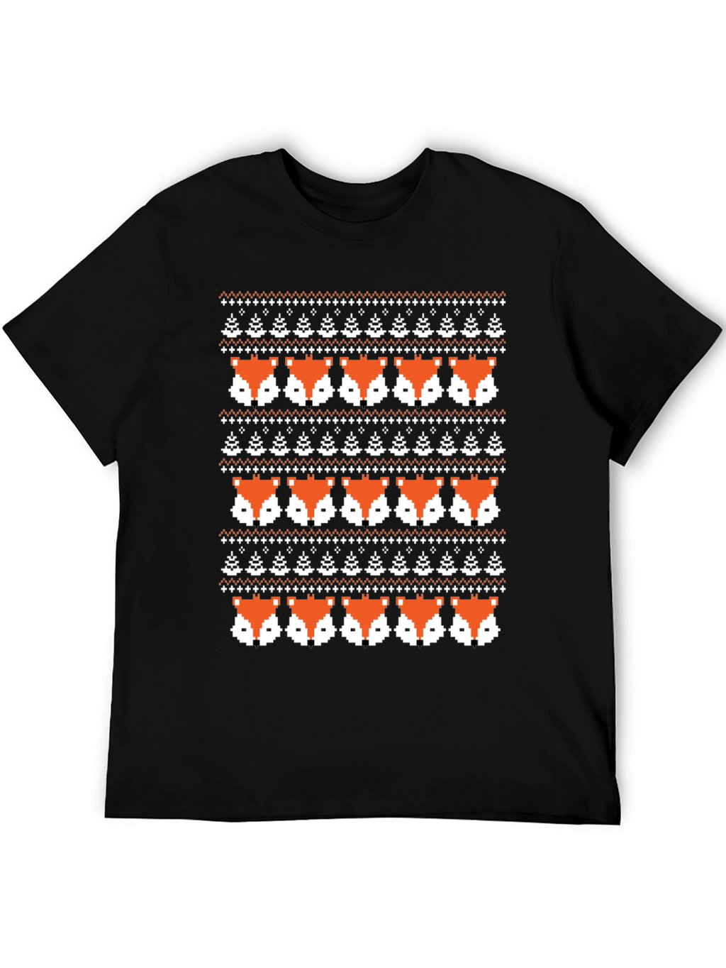 Pixel Fox Fair Isle Knit Pattern Graphic Tee