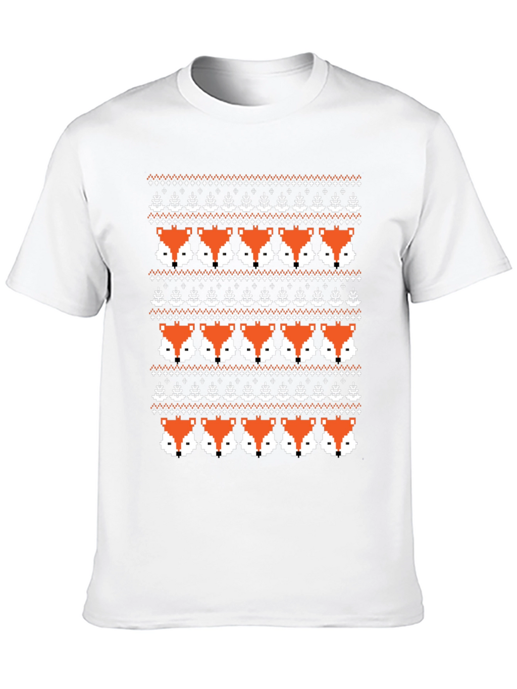 Pixel Fox Fair Isle Knit Pattern Graphic Tee