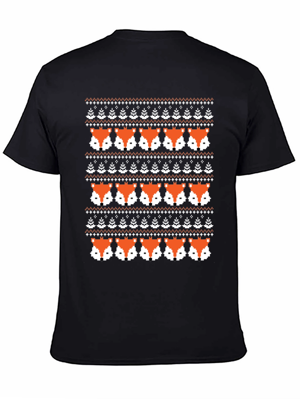 Pixel Fox Fair Isle Knit Pattern Graphic Tee