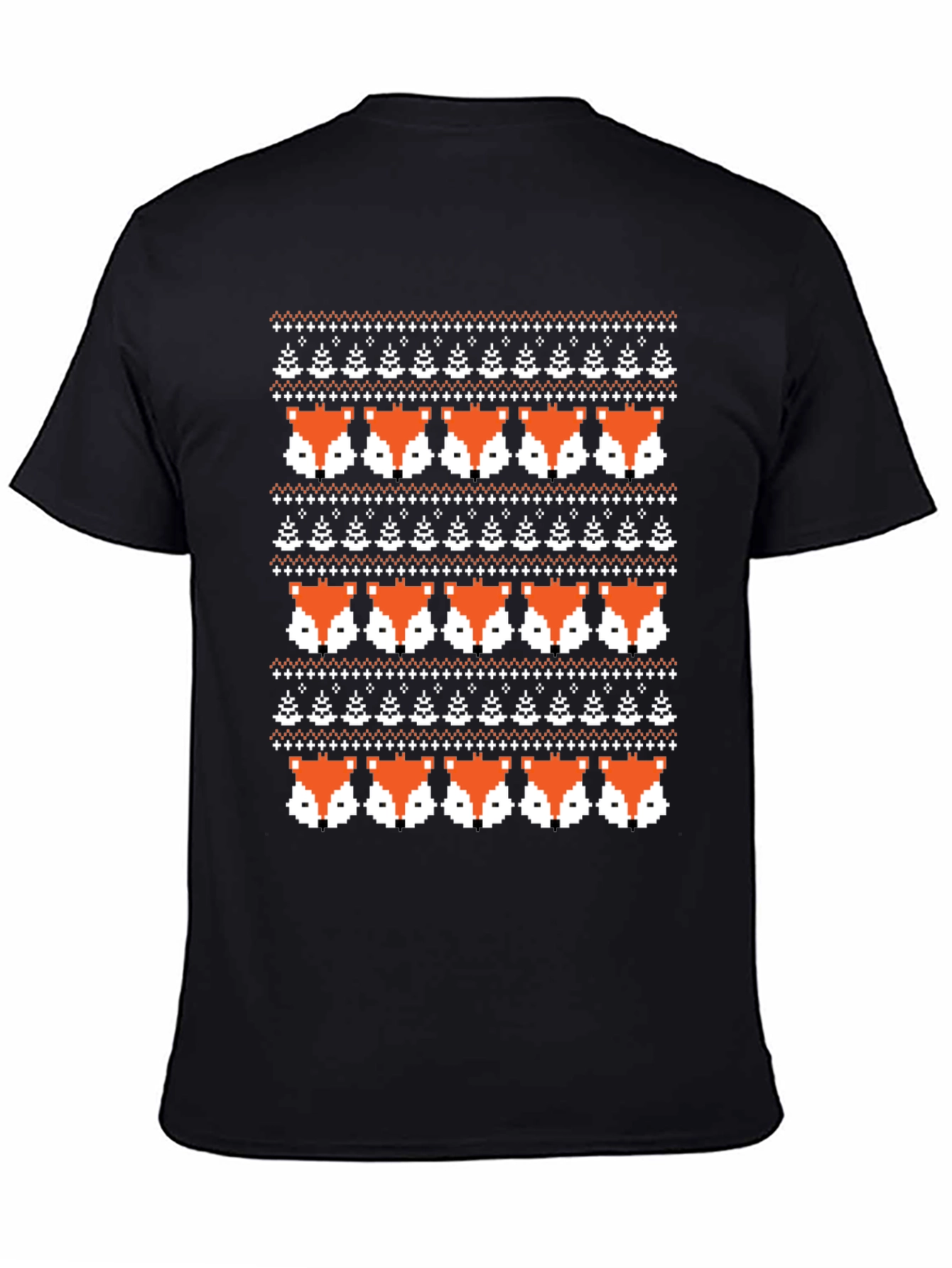 Pixel Fox Fair Isle Knit Pattern Graphic Tee