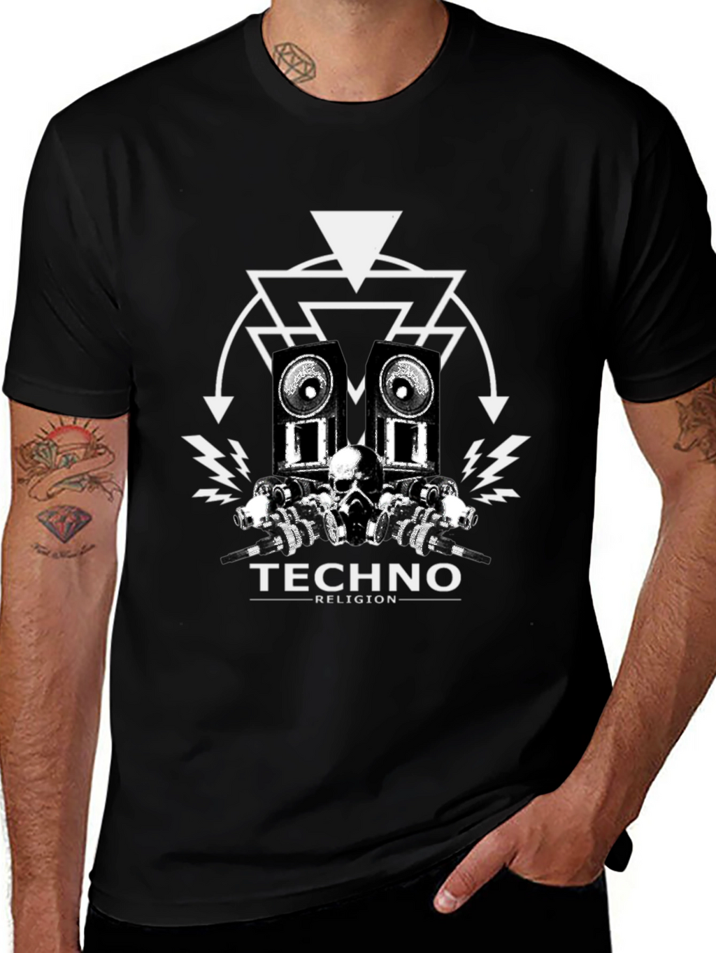 Techno Religion Black Graphic T-Shirt