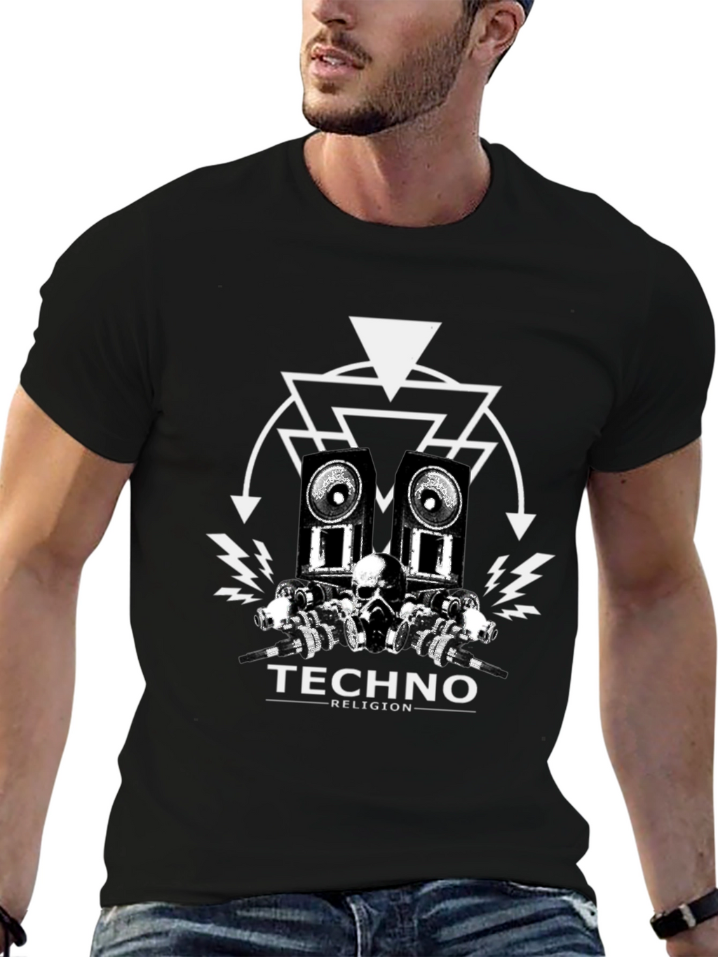 Techno Religion Black Graphic T-Shirt