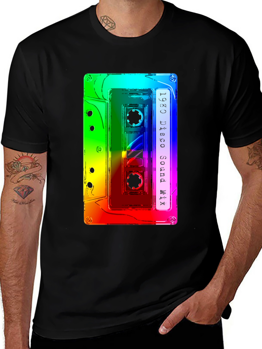 Retro 1980 Disco Sound Mix Cassette Tape Graphic Tee
