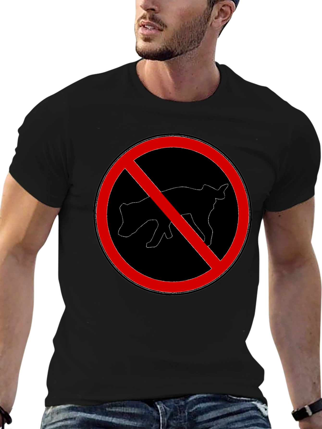 Humorous No Pooping Dog Graphic T-Shirt