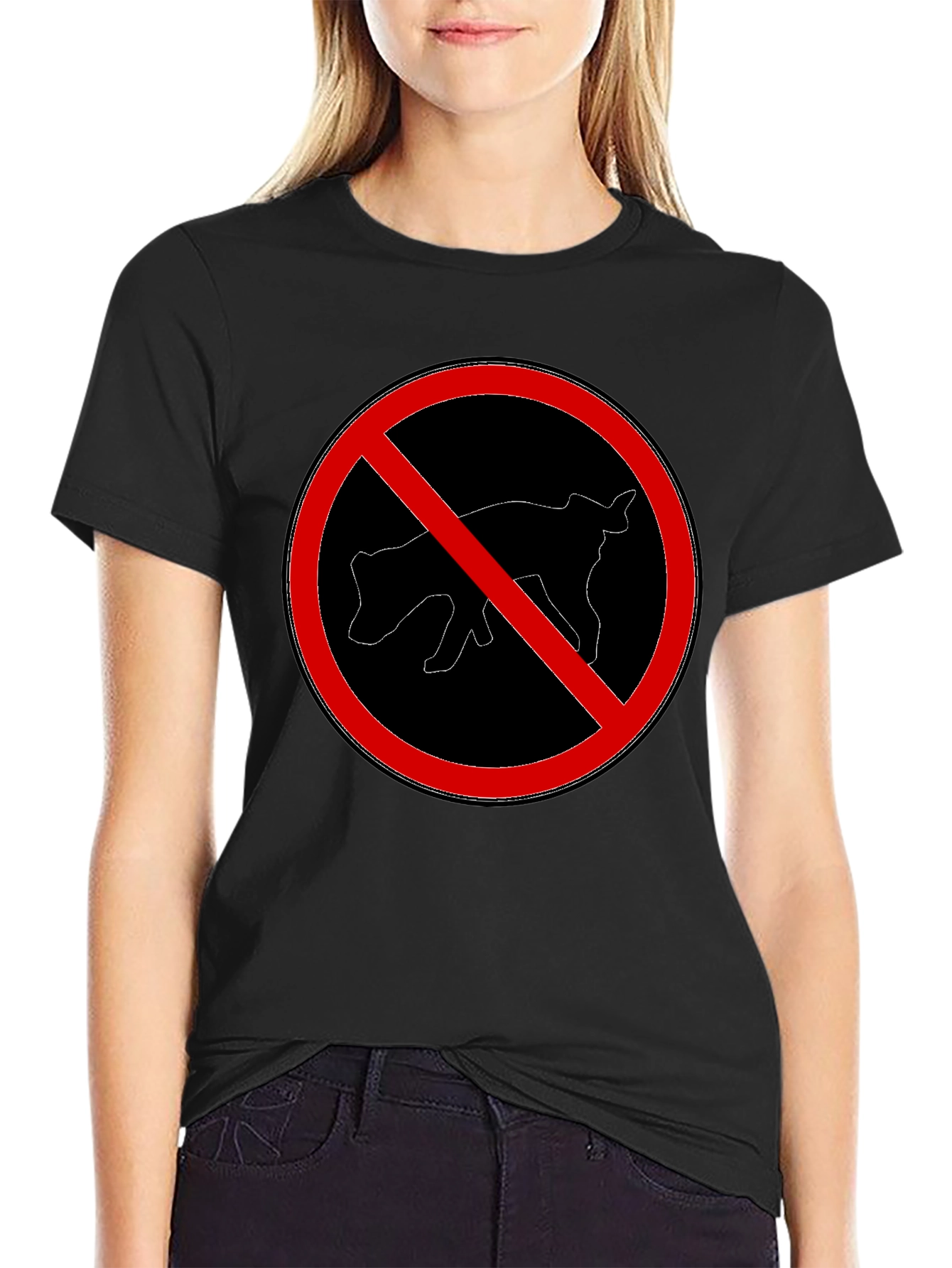 Humorous No Pooping Dog Graphic T-Shirt