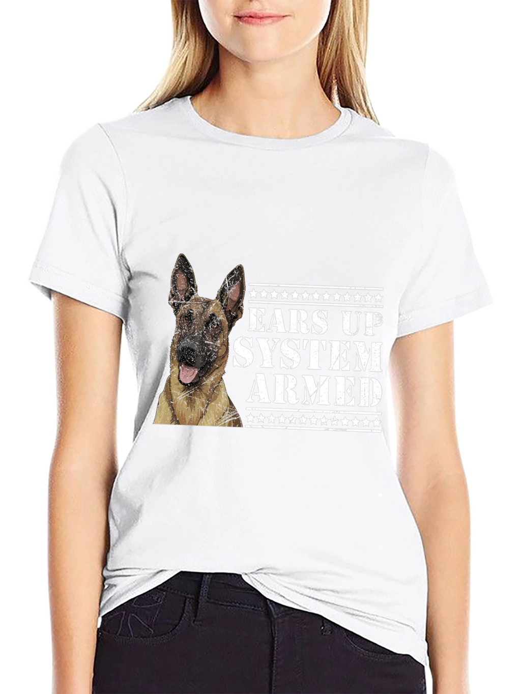 Ears Up System Armed Dog Graphic Tee