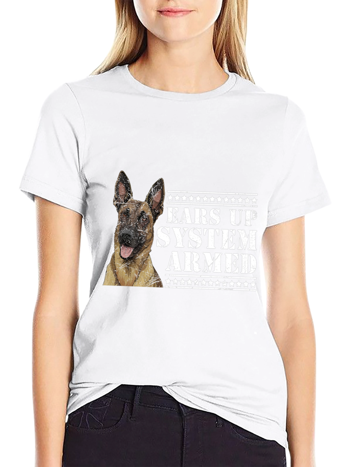 Ears Up System Armed Dog Graphic Tee