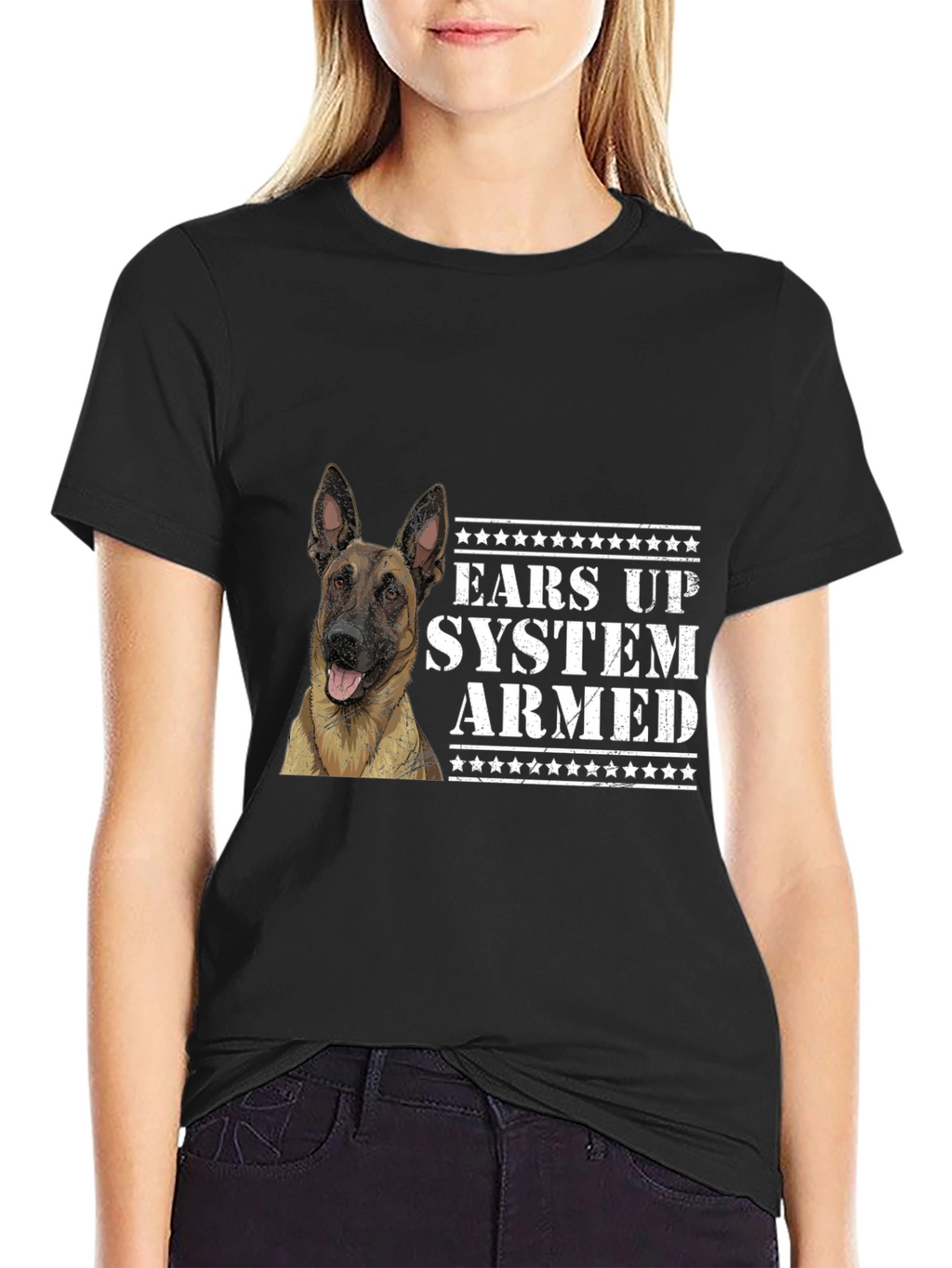 Ears Up System Armed Dog Graphic Tee
