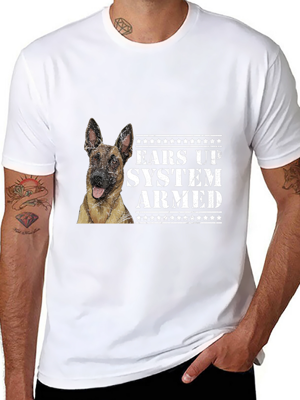 Ears Up System Armed Dog Graphic Tee