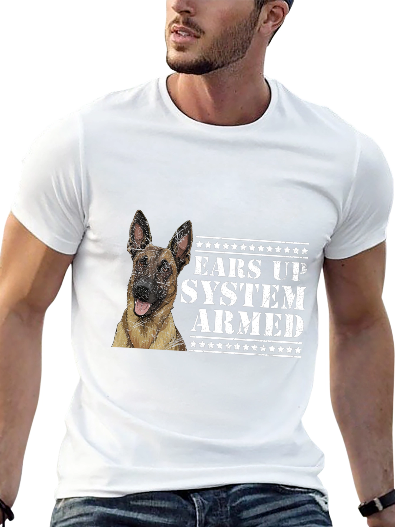 Ears Up System Armed Dog Graphic Tee