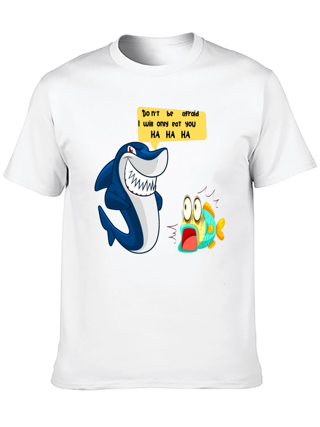 Funny Shark Cartoon Graphic Print T-Shirt