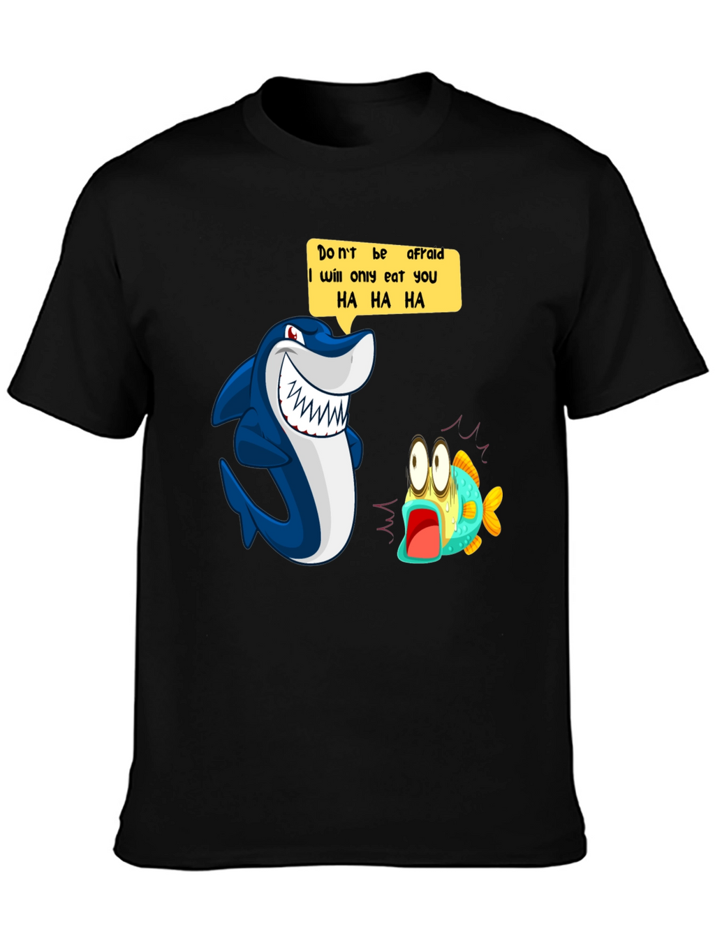 Funny Shark Cartoon Graphic Print T-Shirt