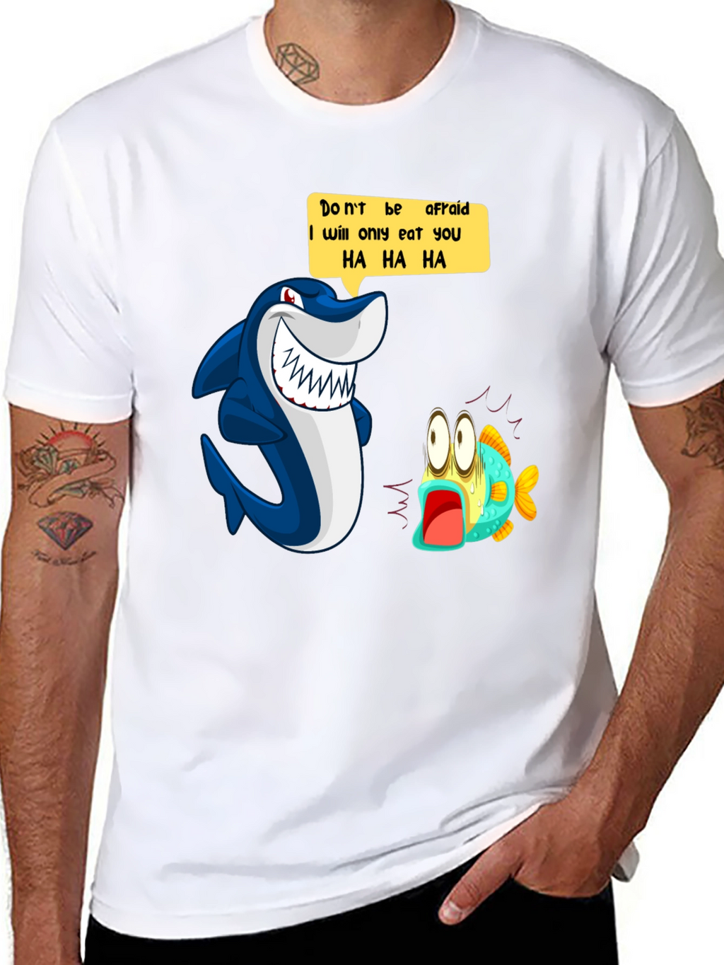 Funny Shark Cartoon Graphic Print T-Shirt
