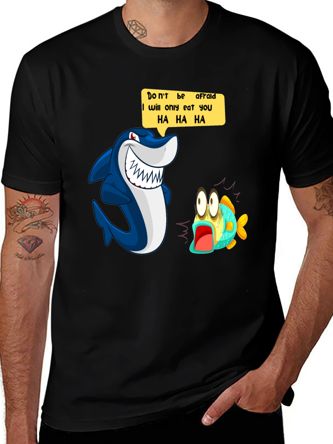 Funny Shark Cartoon Graphic Print T-Shirt