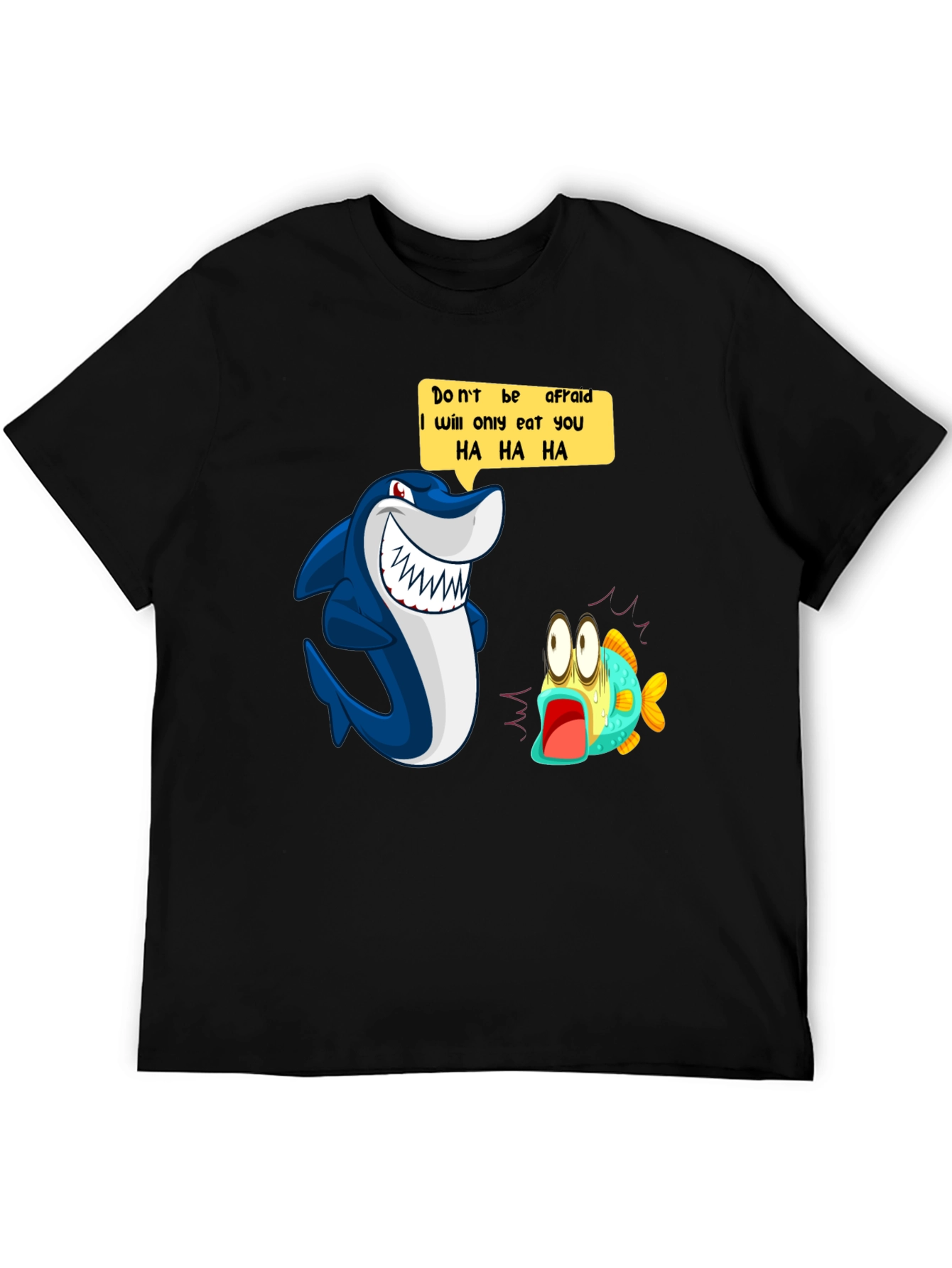 Funny Shark Cartoon Graphic Print T-Shirt