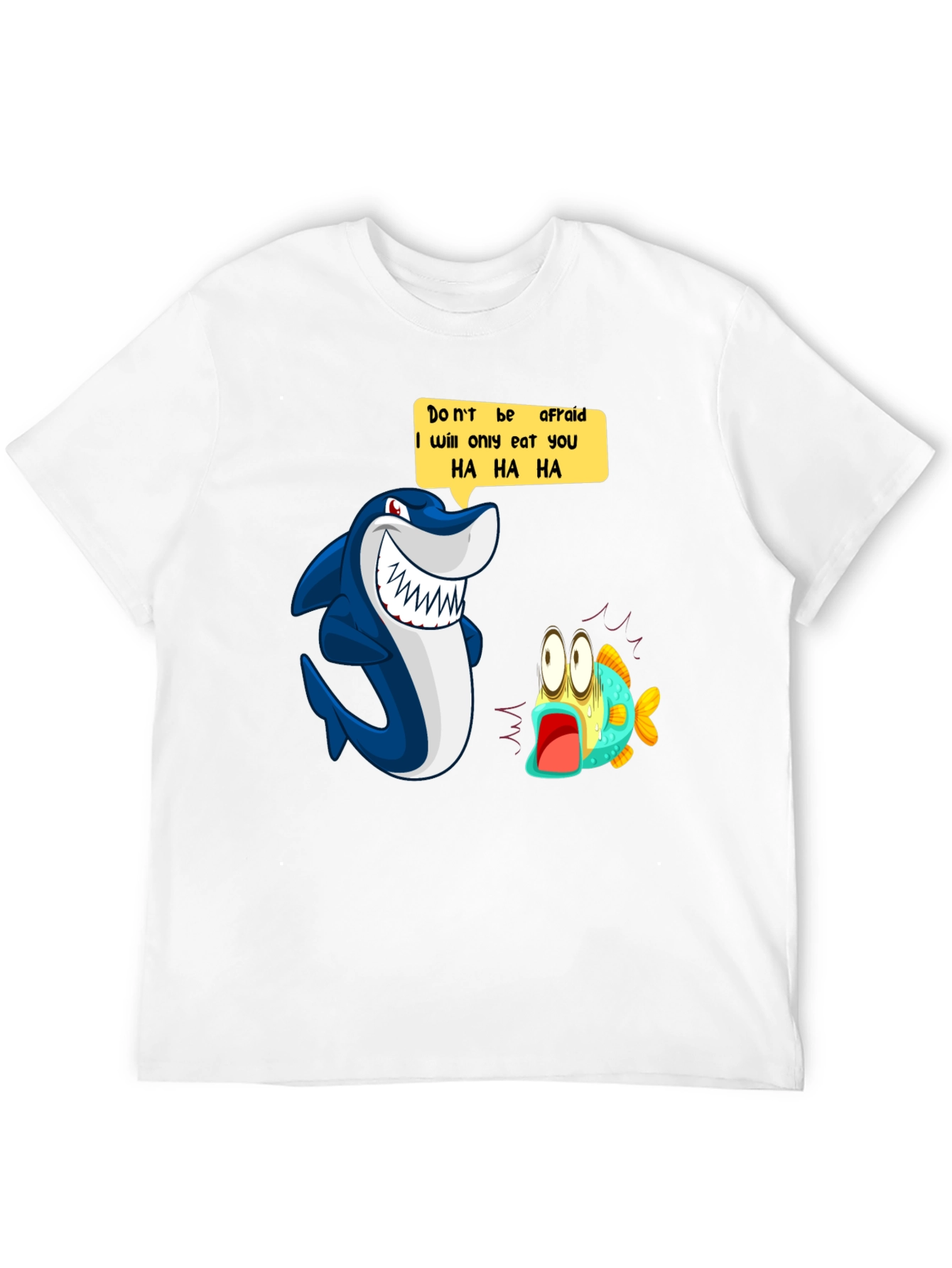 Funny Shark Cartoon Graphic Print T-Shirt