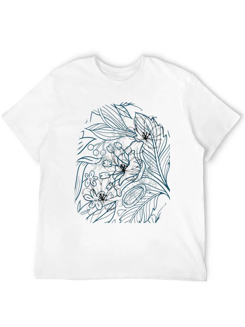 Floral Line Art T-Shirt