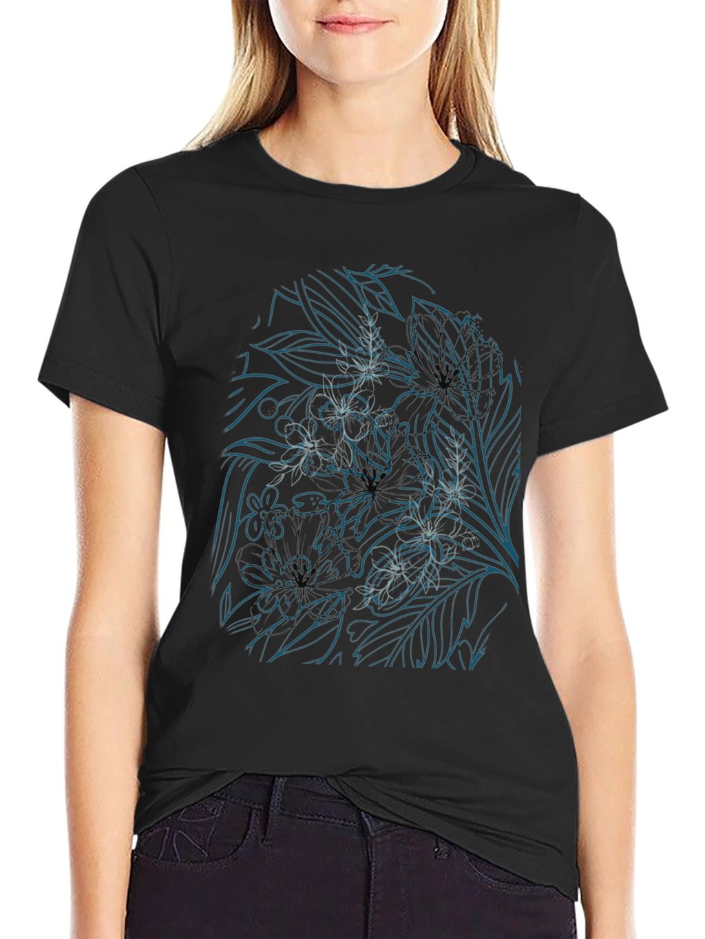 Floral Line Art T-Shirt