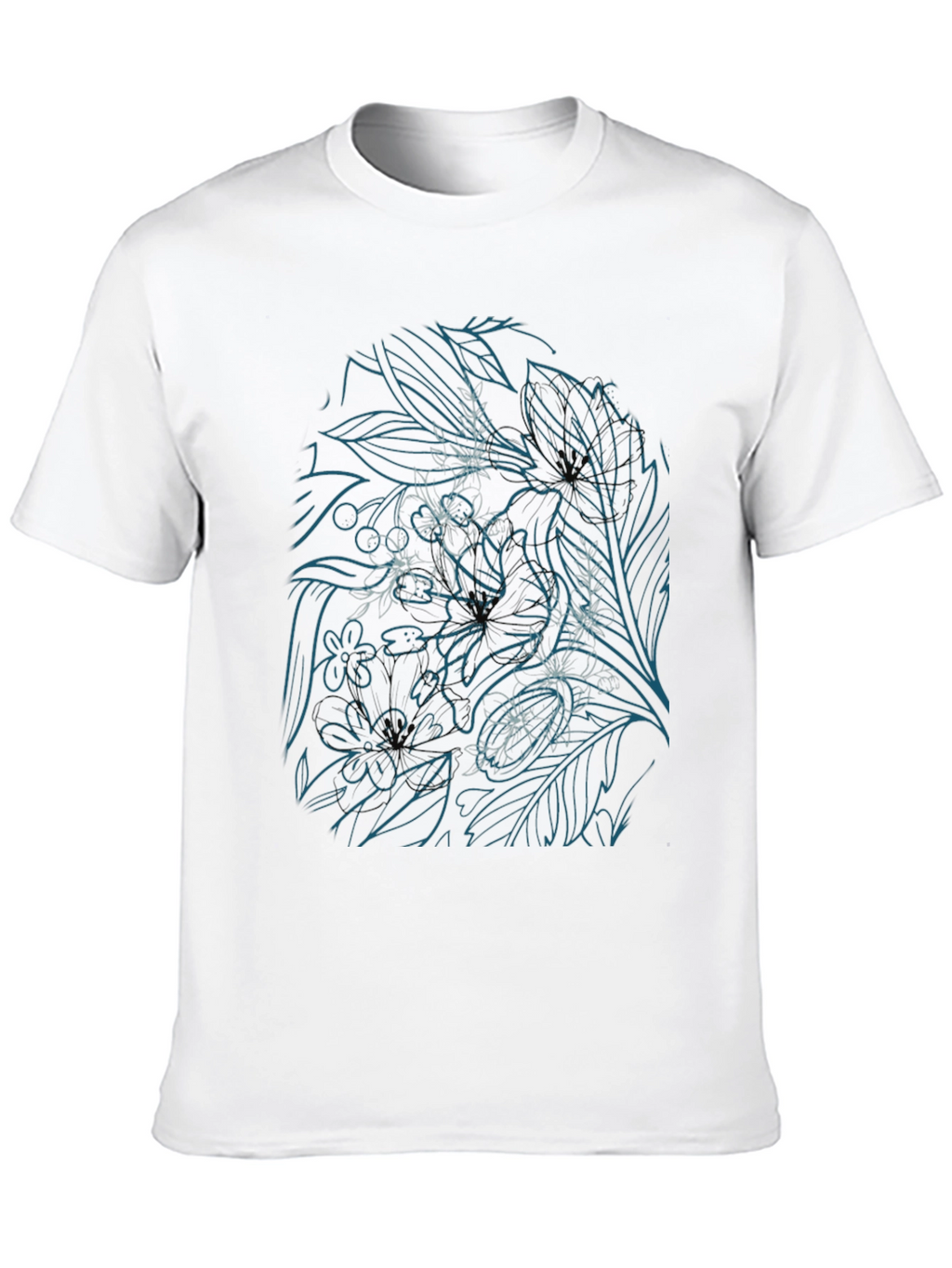 Floral Line Art T-Shirt