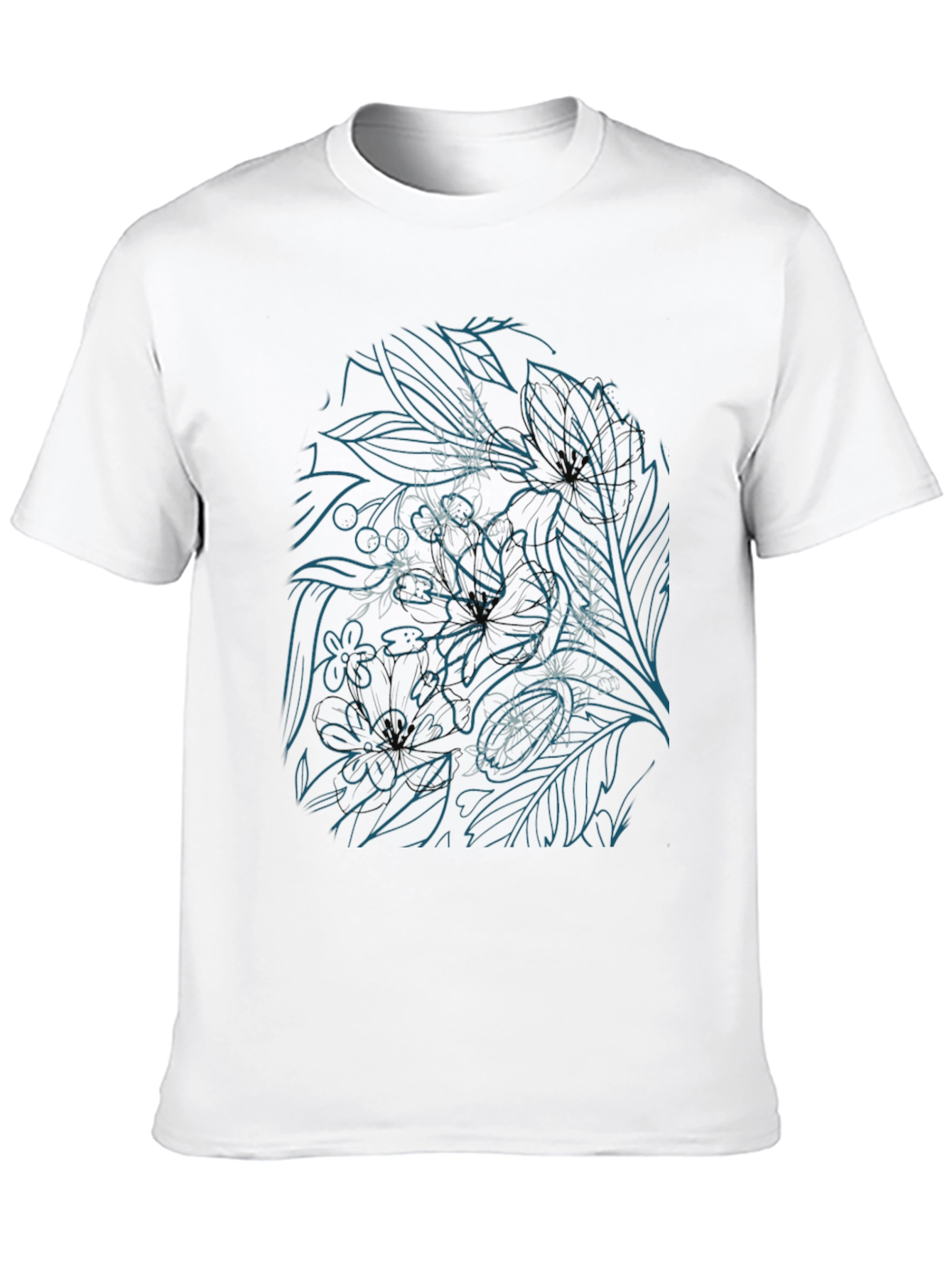 Floral Line Art T-Shirt