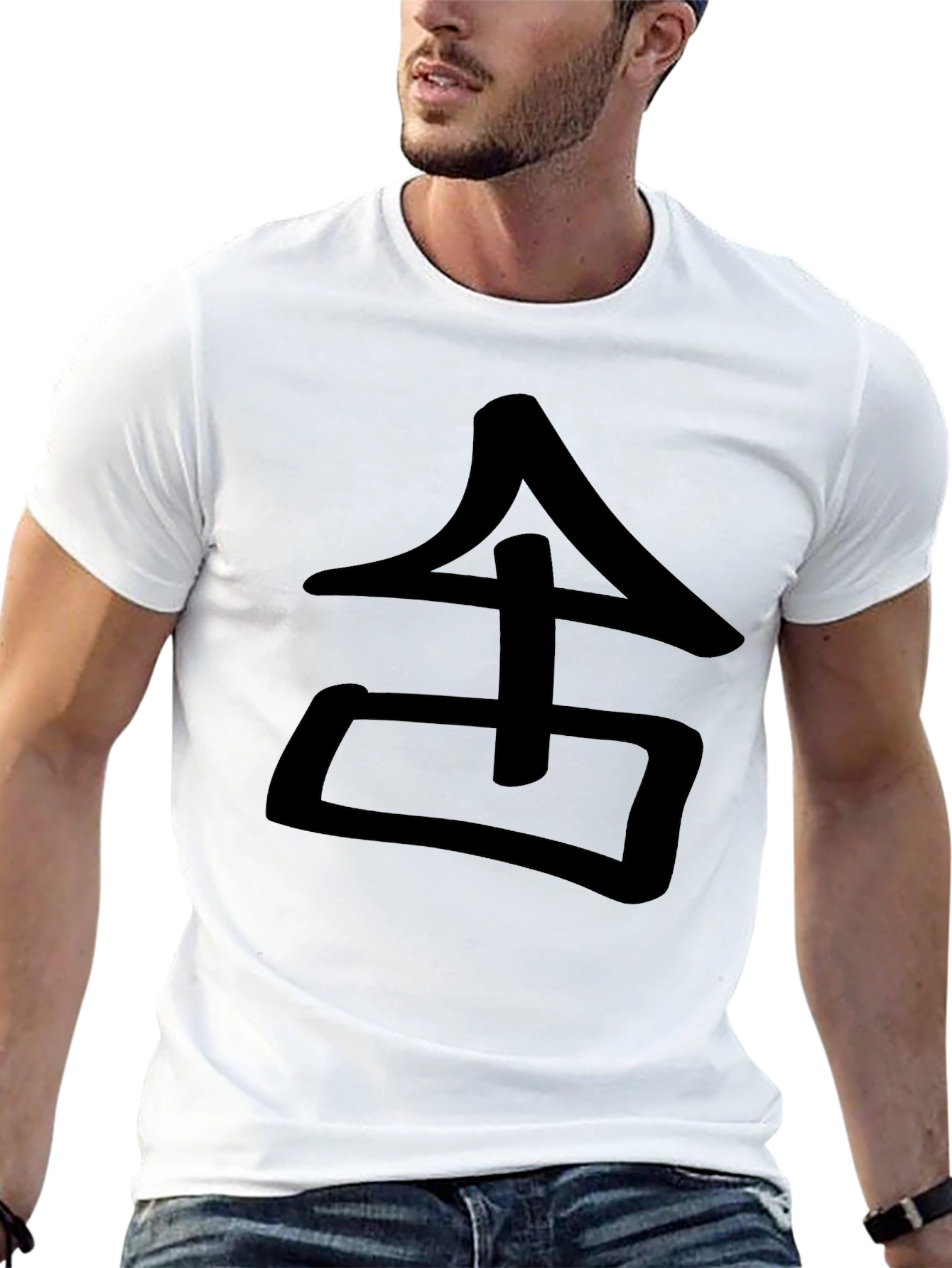 Black Graphic Tee - Japanese Symbol Design