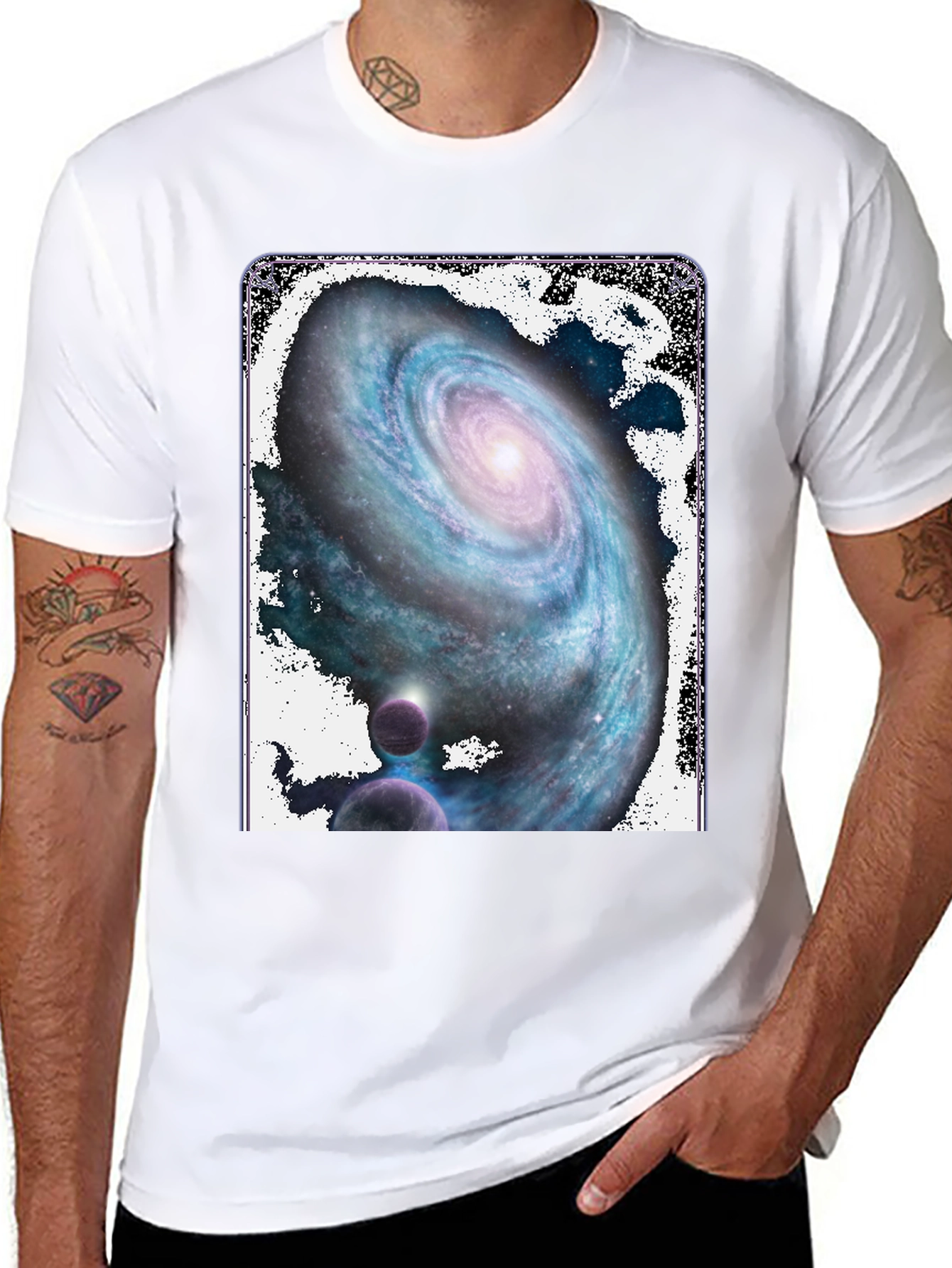 Galaxy Print Black T-Shirt