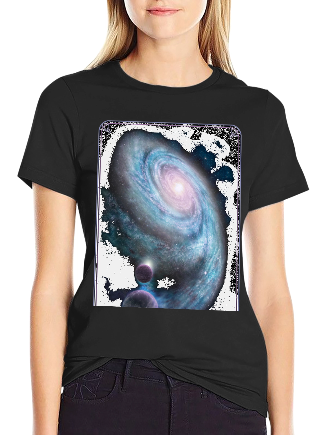 Galaxy Print Black T-Shirt