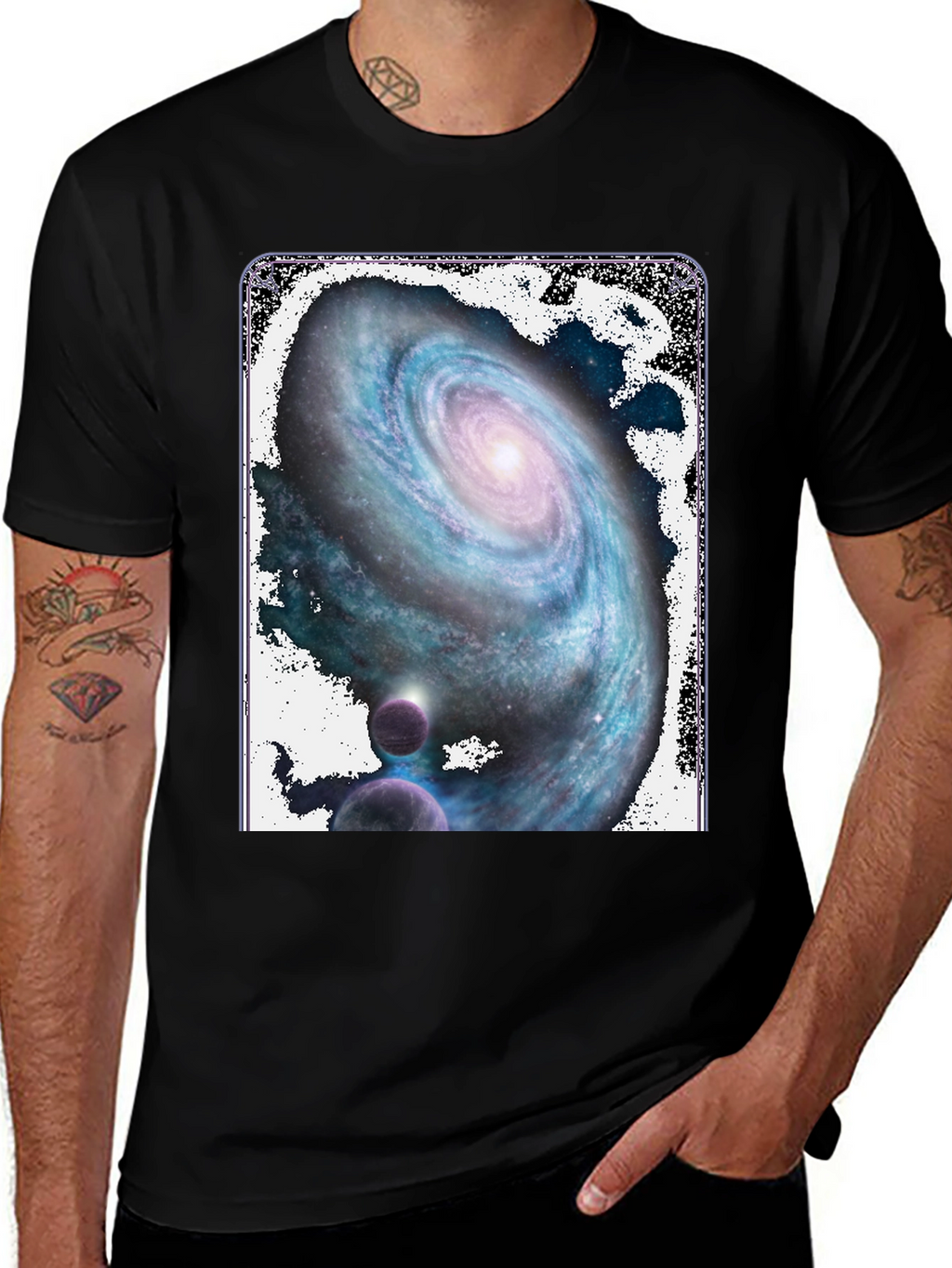 Galaxy Print Black T-Shirt