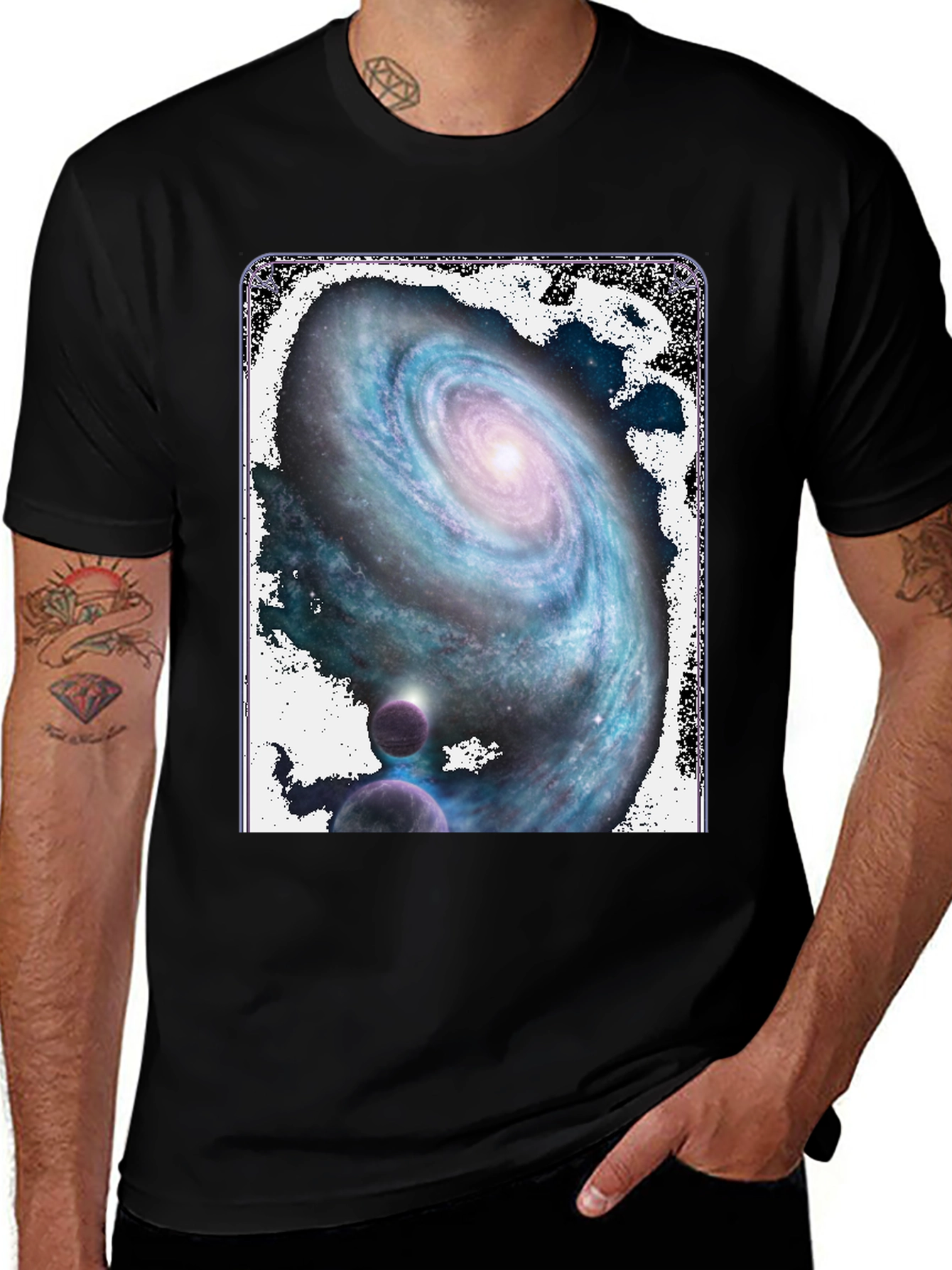 Galaxy Print Black T-Shirt