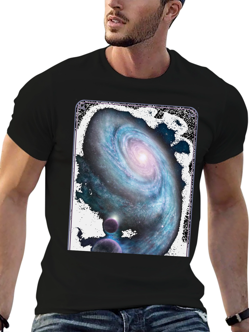 Galaxy Print Black T-Shirt