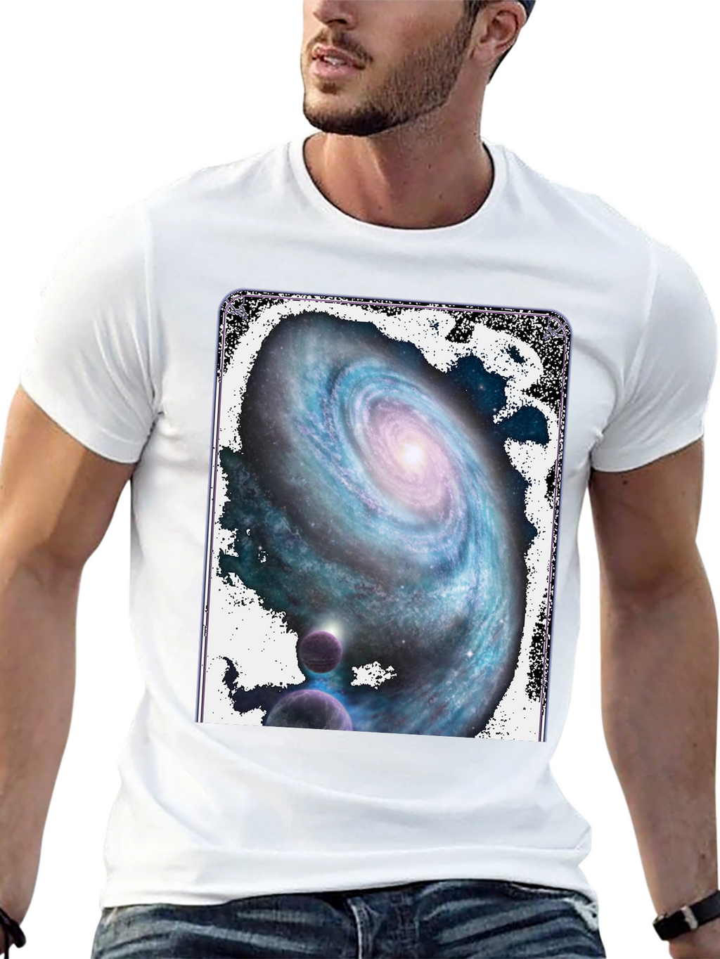 Galaxy Print Black T-Shirt