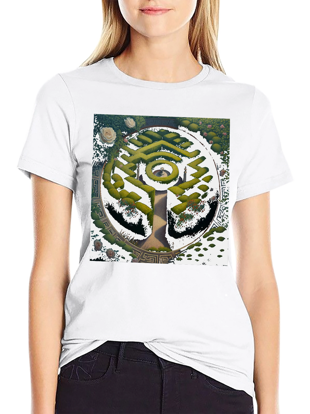 Maze Garden Graphic Tee - Stylish Nature Design