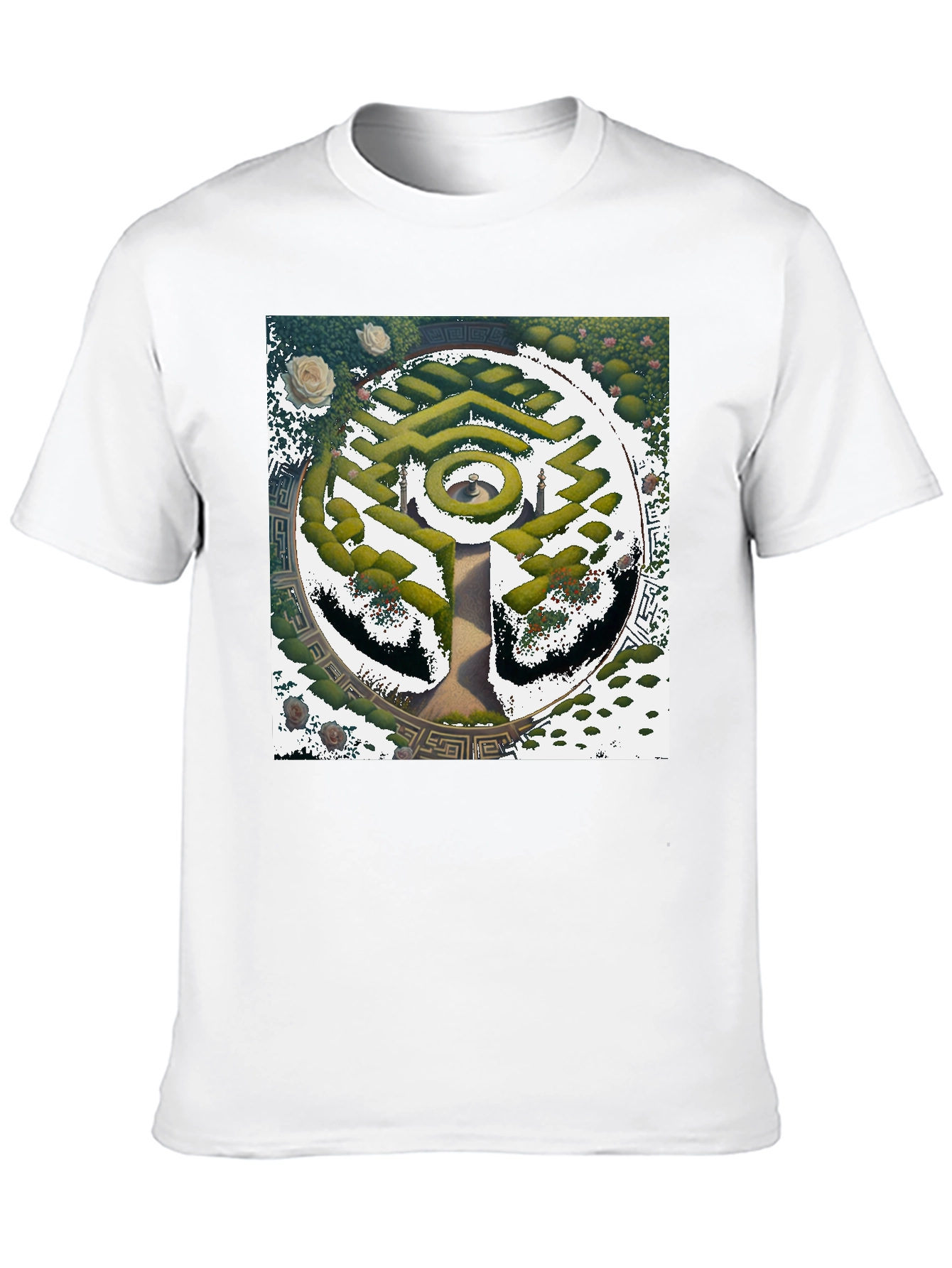 Maze Garden Graphic Tee - Stylish Nature Design