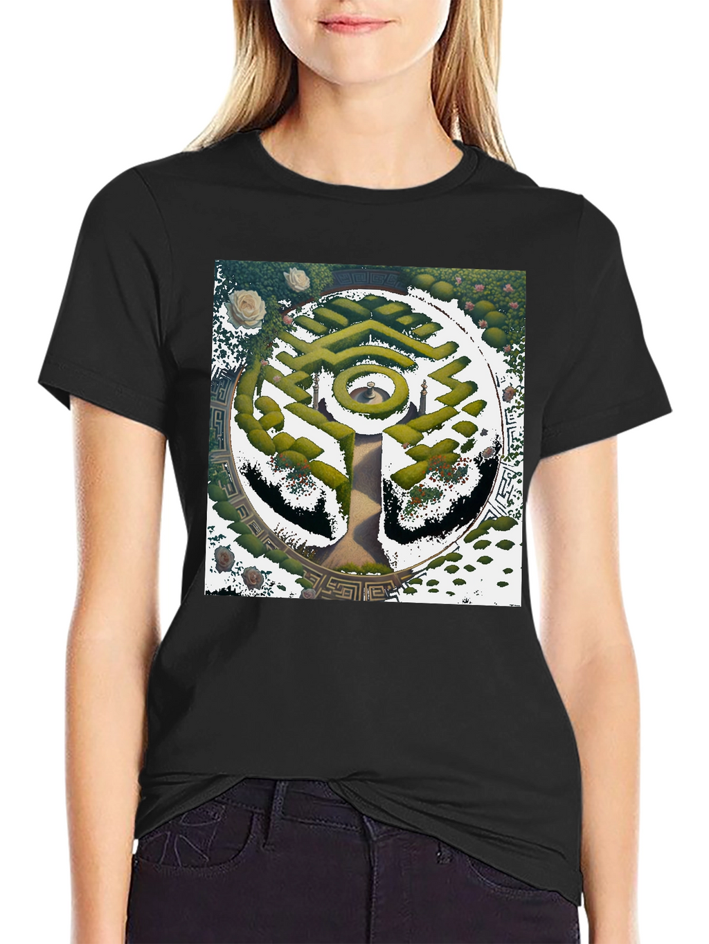 Maze Garden Graphic Tee - Stylish Nature Design