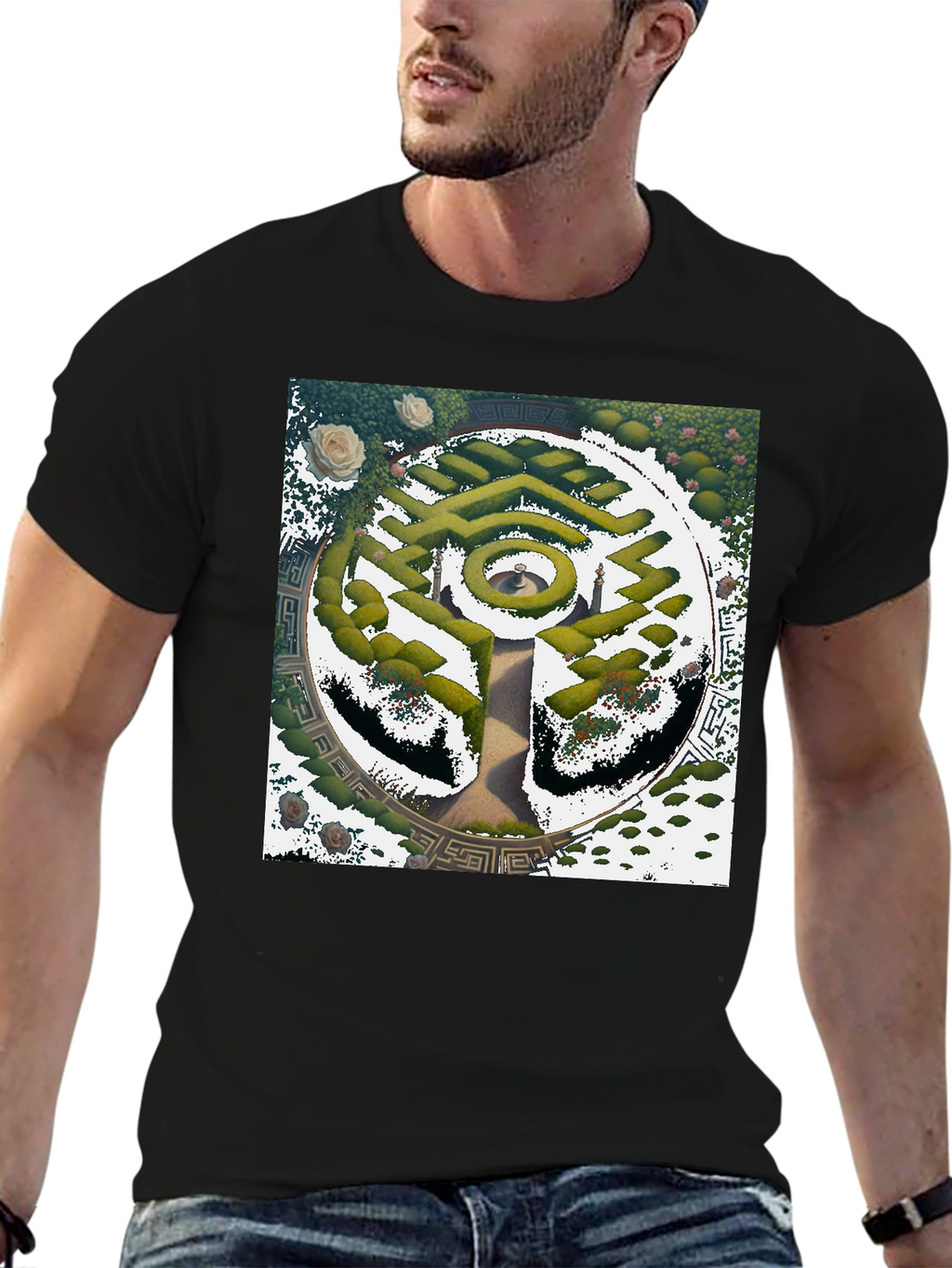 Maze Garden Graphic Tee - Stylish Nature Design