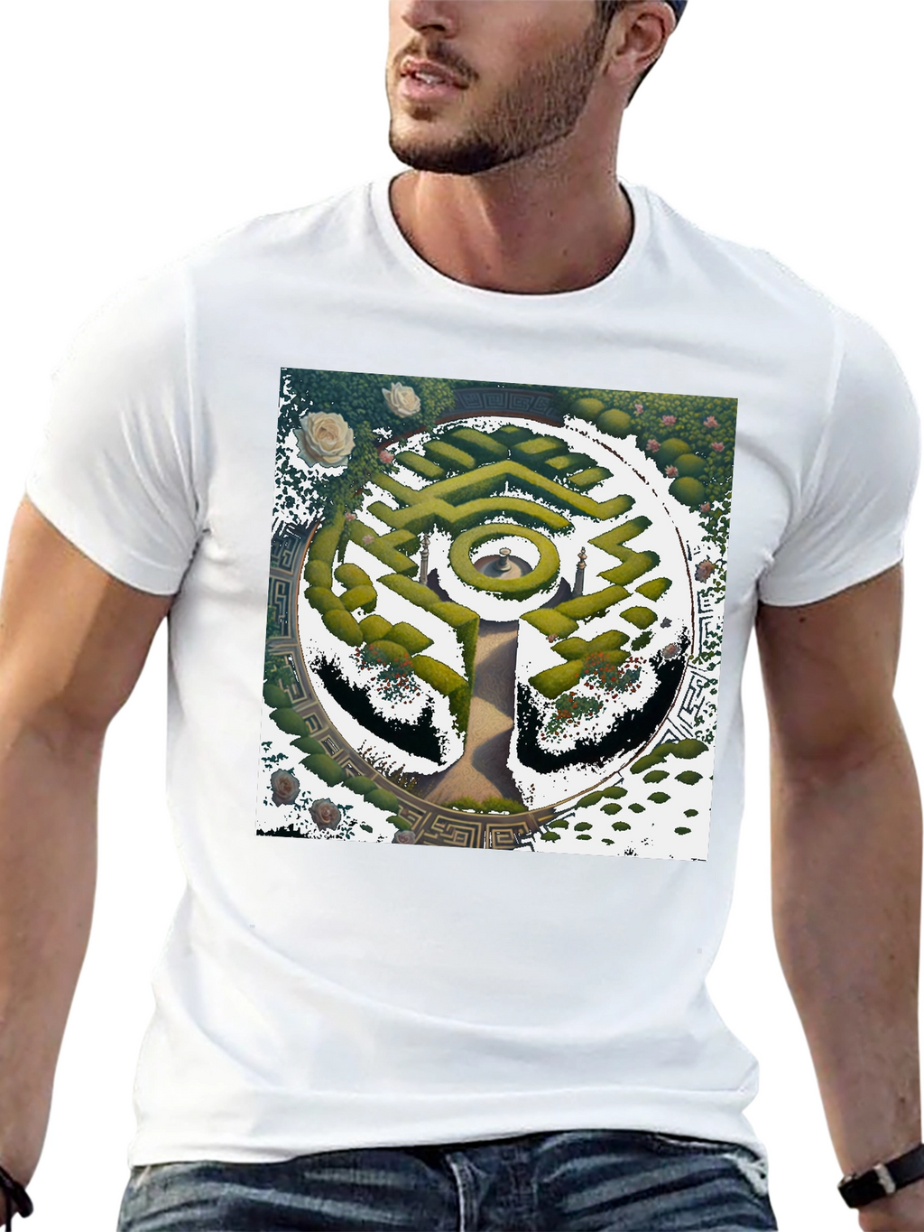 Maze Garden Graphic Tee - Stylish Nature Design