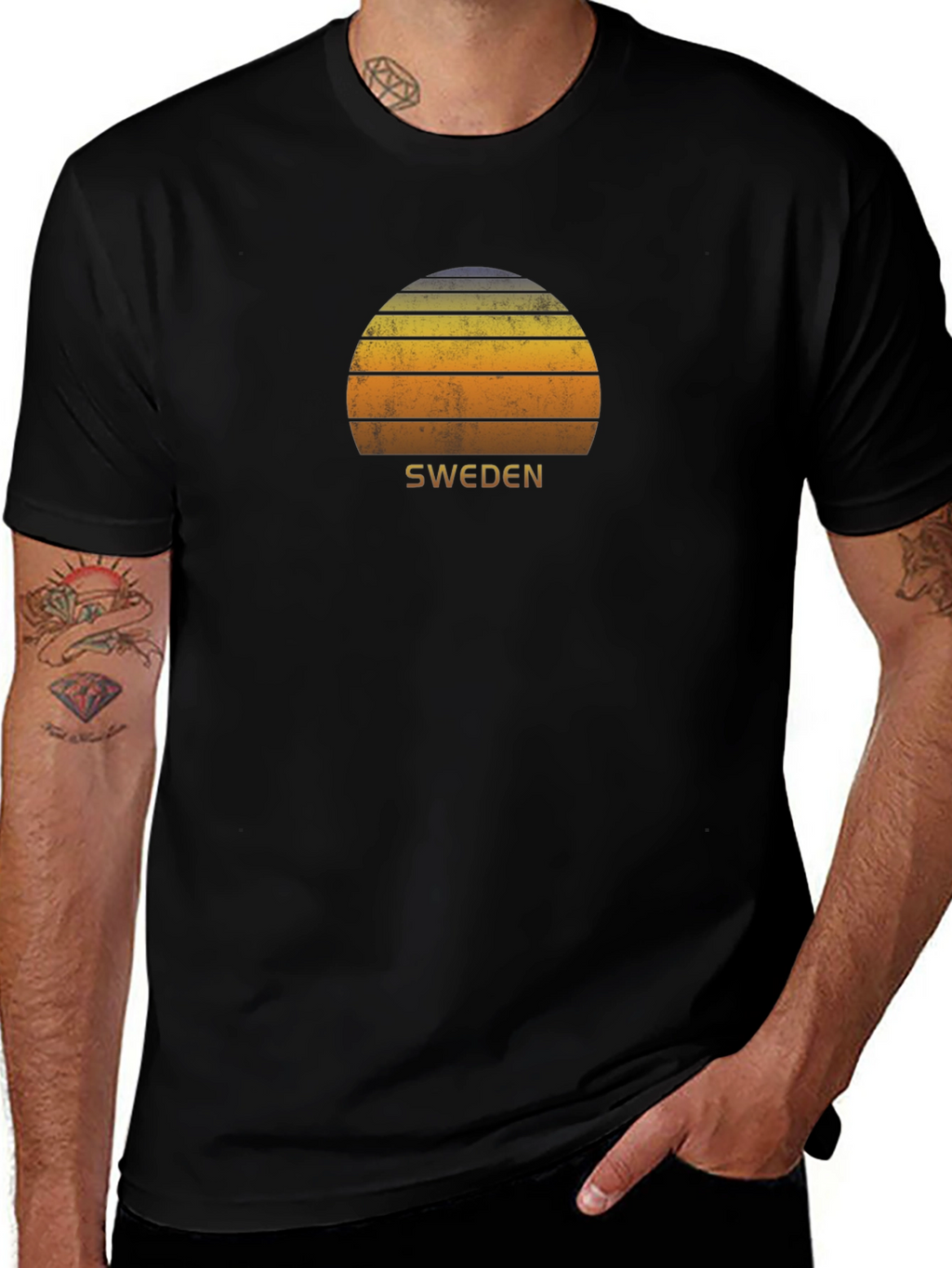 Sweden Sunset Graphic Tee - Retro Style