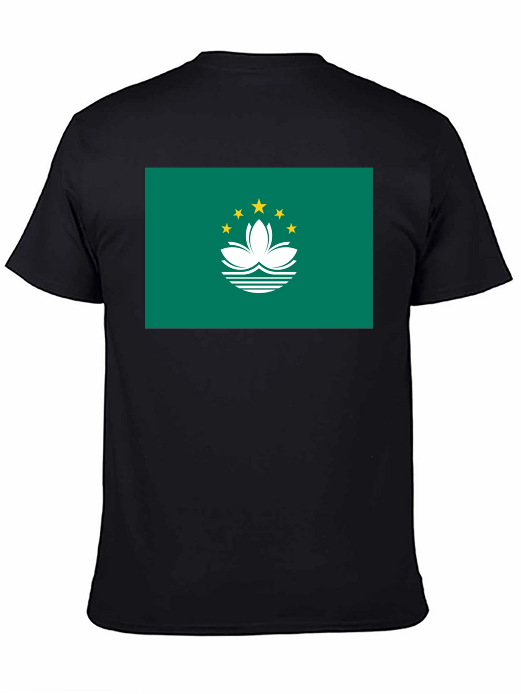 Macau Flag Graphic Tee - Black Cotton T-Shirt