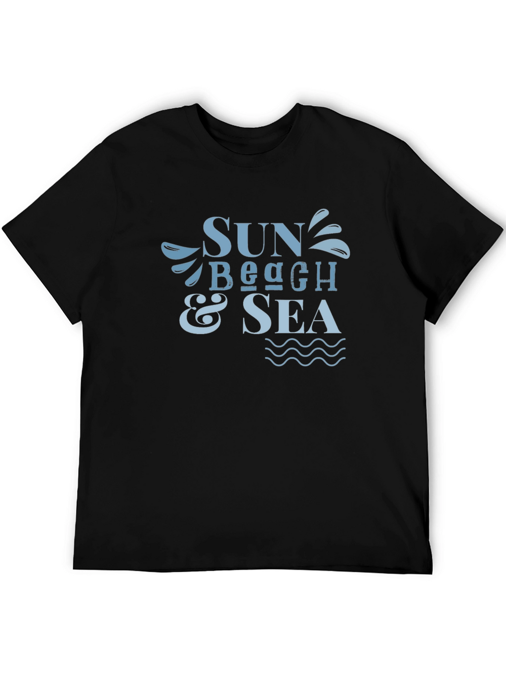 Sun Beach & Sea Graphic Black T-Shirt