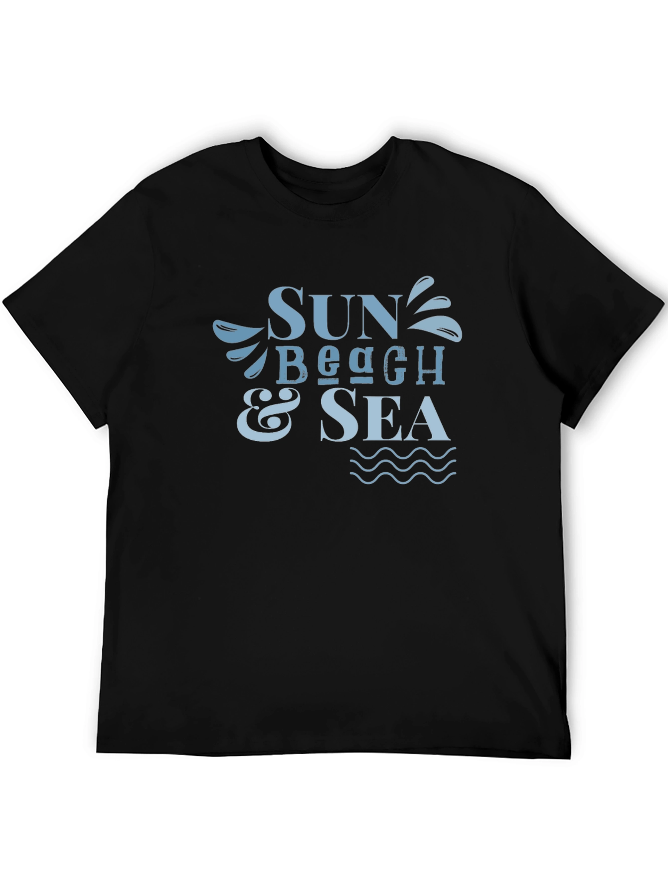 Sun Beach & Sea Graphic Black T-Shirt