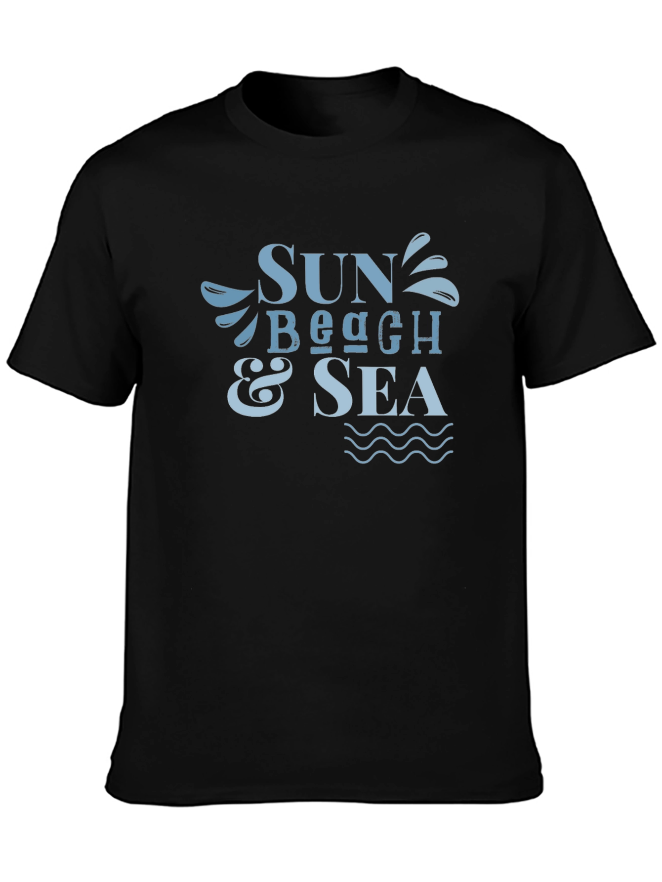 Sun Beach & Sea Graphic Black T-Shirt