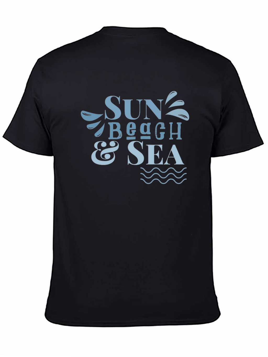 Sun Beach & Sea Graphic Black T-Shirt