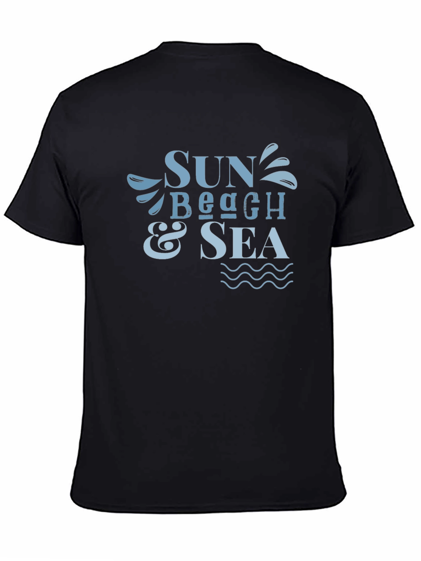 Sun Beach & Sea Graphic Black T-Shirt