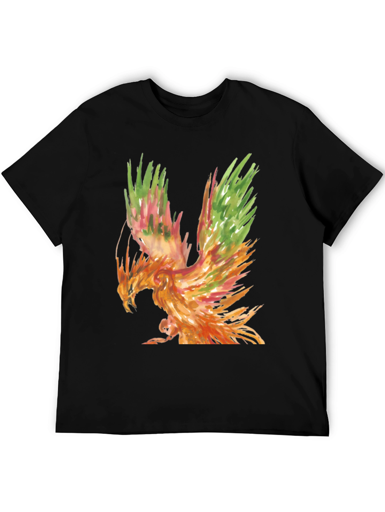 Watercolor Phoenix Graphic Tee - Black T-Shirt