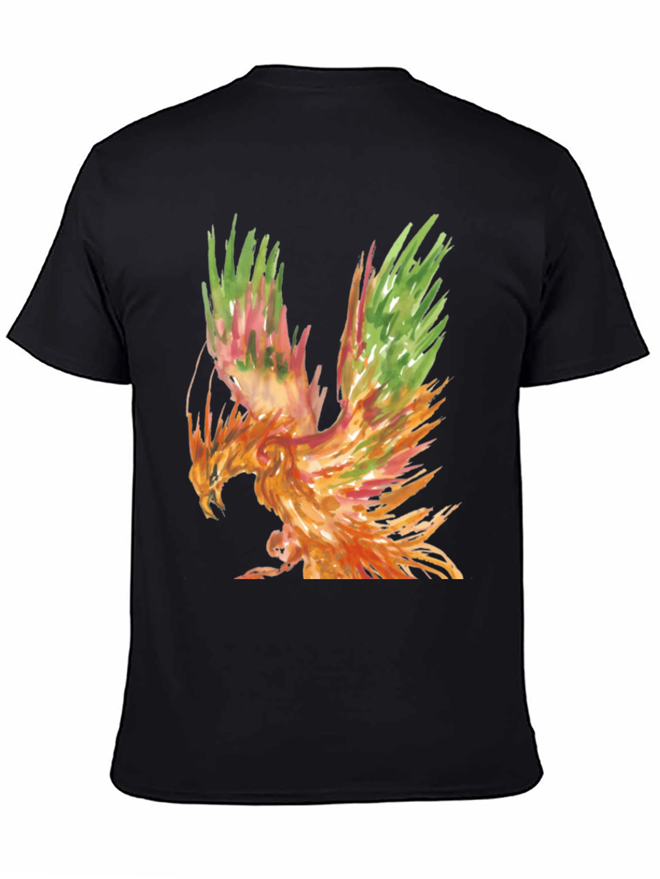 Watercolor Phoenix Graphic Tee - Black T-Shirt