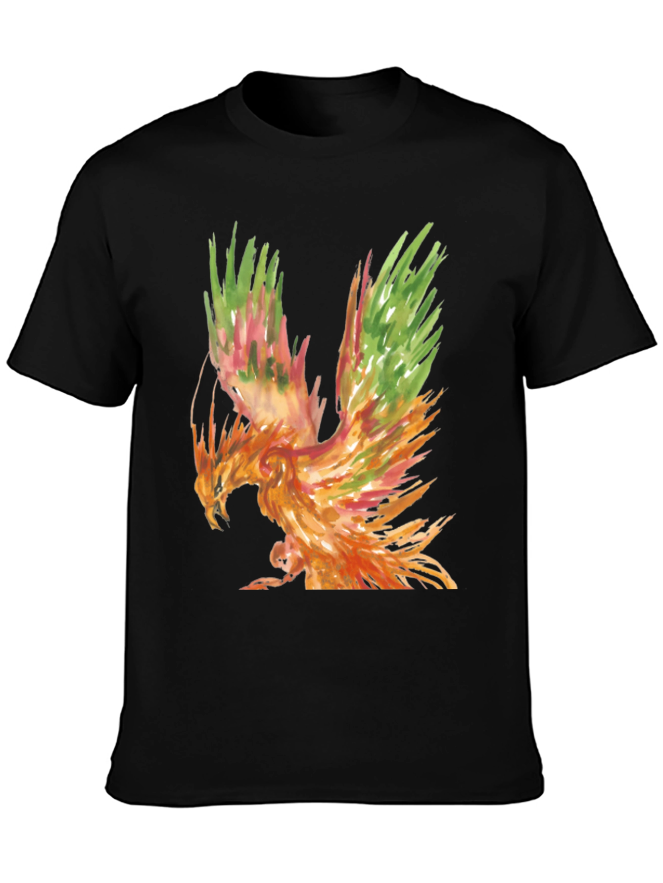 Watercolor Phoenix Graphic Tee - Black T-Shirt