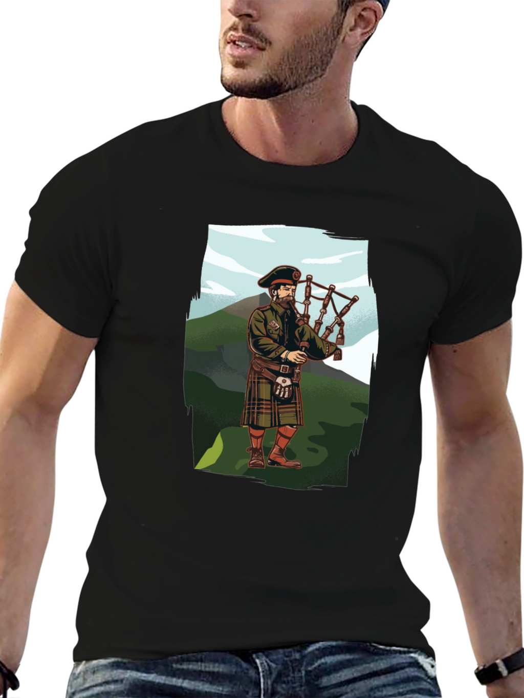 Bagpiper Graphic Tee - Scottish Pride